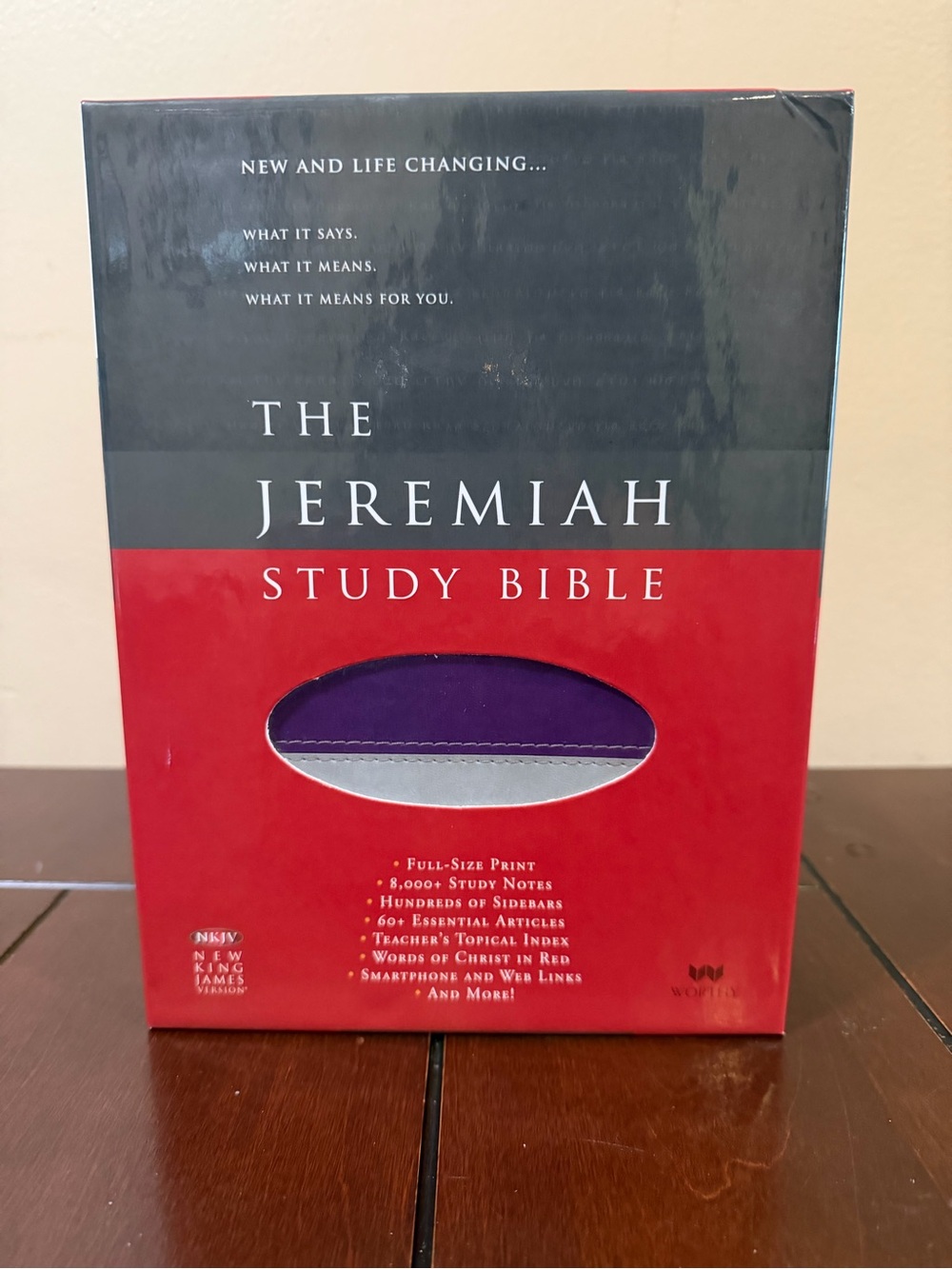 Jeremiah Study Bible NKJV Large Print Red Letter Edition Purple Gray LeatherLuxe